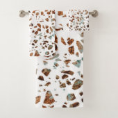 Abstract Terrazzo Mosaic Rust Brown & Blue Pattern Bad Handdoek (Insitu)