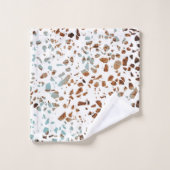 Abstract Terrazzo Mosaic Rust Brown & Blue Pattern Bad Handdoek (Wasdoekje)