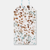 Abstract Terrazzo Mosaic Rust Brown & Blue Pattern Cadeaulabel (Voorkant)