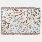 Abstract Terrazzo Mosaic Rust Brown & Blue Pattern Deken (Voorkant)