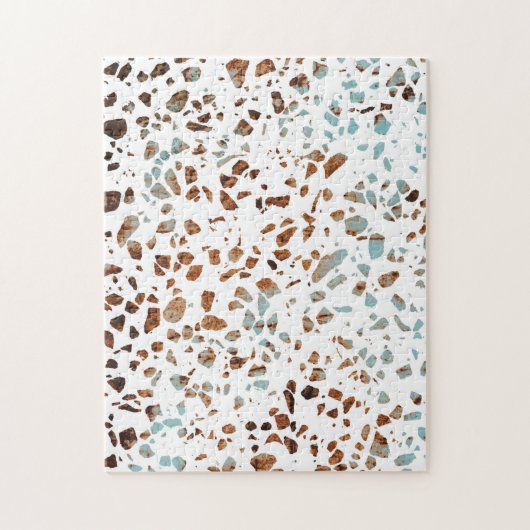 Abstract Terrazzo Mosaic Rust Brown & Blue Pattern Legpuzzel (Verticaal)