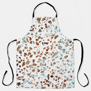 Abstract Terrazzo Mosaic Rust Brown & Blue Pattern Schort
