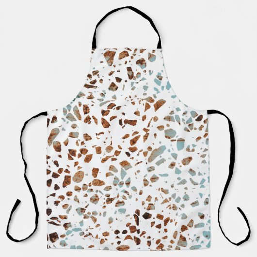 Abstract Terrazzo Mosaic Rust Brown & Blue Pattern Schort (Voorkant)