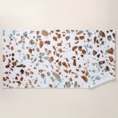 Abstract Terrazzo Mosaic Rust Brown & Blue Pattern Strandlaken (Voorkant)