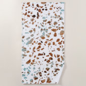 Abstract Terrazzo Mosaic Rust Brown & Blue Pattern Strandlaken (Voorkant)