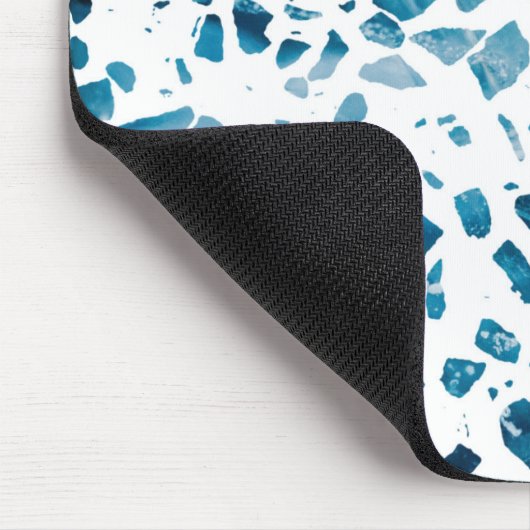 Abstract Terrazzo Mozaïek Navy & Lichtblauw Patroo Muismat (Hoek)