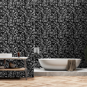 Abstract Terrazzo Mozaïek Zwart en Wit Patroon Behang