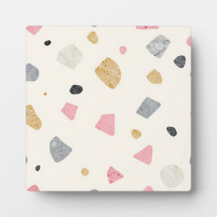 Abstract Terrazzo Roze Grijs Goud Patroon Fotoplaat
