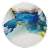 Abstract terrein - blauw keramische knop (Voorkant)