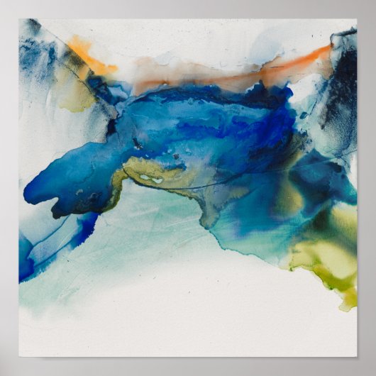 Abstract terrein - blauw poster (Voorkant)