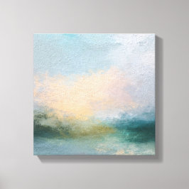Abstract Textured Canvas Art | Ethereal Teal,Peach