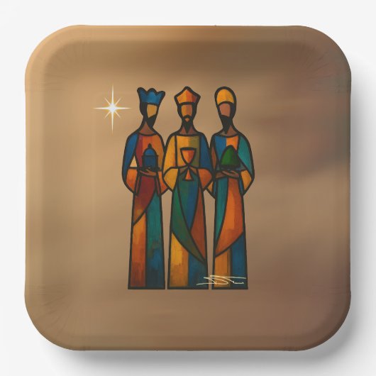 Abstract Three Wise Men Papieren Bordje (Voorkant)