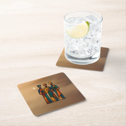 Abstract Three Wise Men Vierkante Kartonnen Onderzetter (Insitu)