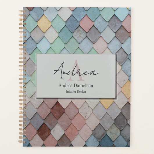 Abstract Tiles Monogrammed Office Planner (Voorkant)