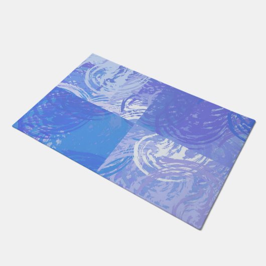 Abstract Tossed Turquoise en Paars Deurmat (Schuin)