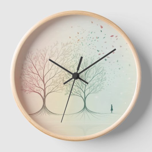 Abstract Tree of Life Wall Clock – Minimal (Voorkant)