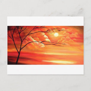 Abstract Tree & Red Sunset Briefkaart