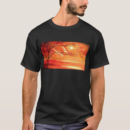 Abstract Tree & Red Sunset T-shirt (Voorkant)
