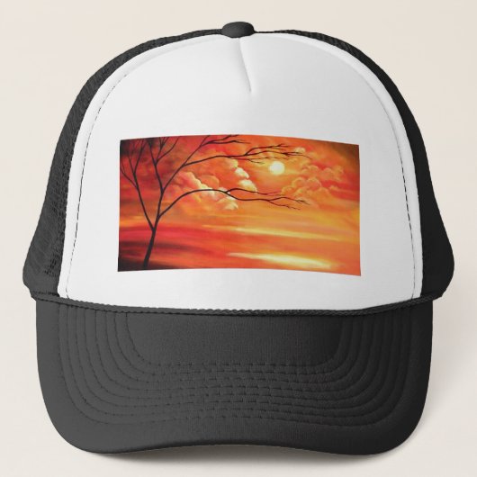 Abstract Tree & Red Sunset Trucker Pet (Voorkant)
