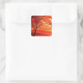 Abstract Tree & Red Sunset Vierkante Sticker (Tas)