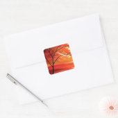 Abstract Tree & Red Sunset Vierkante Sticker (Envelop)