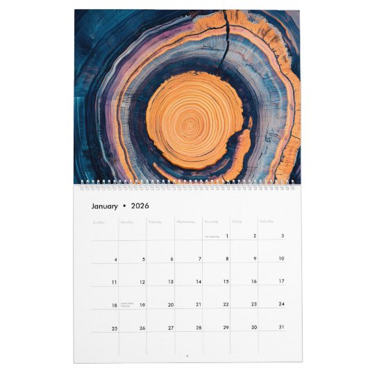 Abstract Tree Ring 2026 Calendar Kalender (Jan 2026)