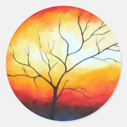 Abstract Tree Round Sticker (Voorkant)