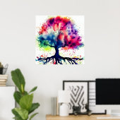 Abstract Tree Waterverf Poster (Thuiskantoor)