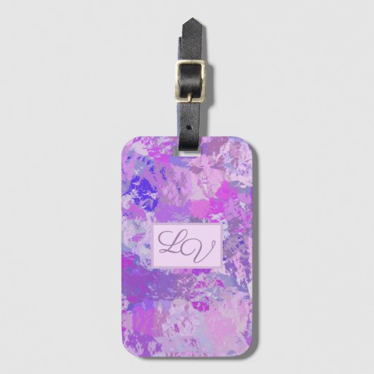 Abstract Trendy Camo Pink Paars Blue Bagagelabel (Voorkant (verticaal))