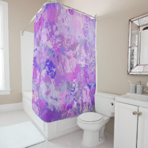 Abstract Trendy Camo Pink Paars Blue Douchegordijn