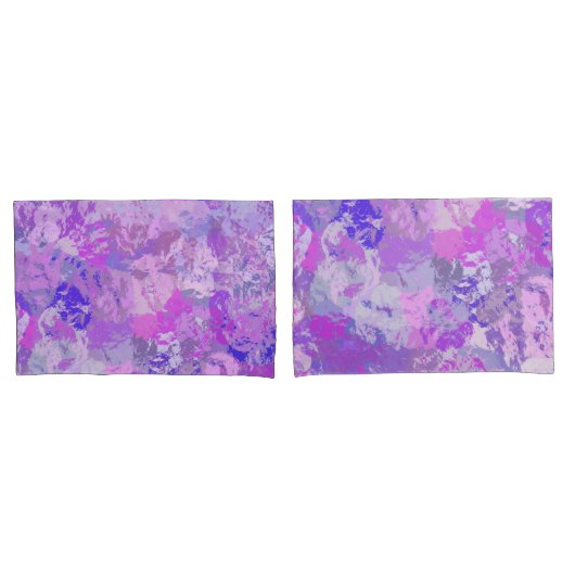 Abstract Trendy Camo Pink Paars Blue Kussensloop (Voorkant-Set)