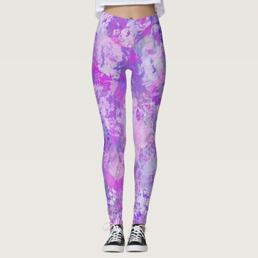 Abstract Trendy Camo Pink Paars Blue Leggings (Voorkant)