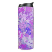 Abstract trendy camouflage roze paars thermosbeker (Gedraaid links)