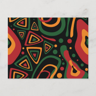 Abstract Tribale Vormen Patroon in Rood, Goud, Gro Briefkaart