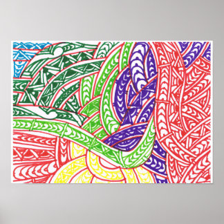 Abstract tribiaal landschap door RRW Poster