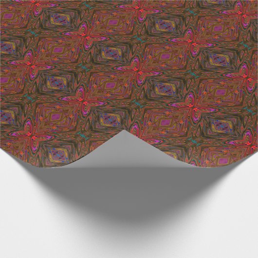 Abstract Trippy Oranje en magenta Butterfly Cadeaupapier (Hoek)
