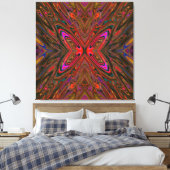 Abstract Trippy Oranje en magenta Butterfly Canvas Afdruk (Insitu (Slaapkamer))