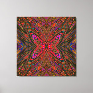 Abstract Trippy Oranje en magenta Butterfly Canvas Afdruk