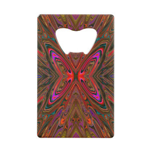 Abstract Trippy Oranje en Magenta Vlinder Kredietkaart Flessenopener