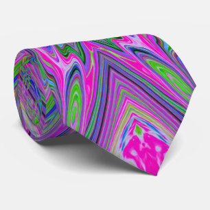 Abstract Trippy Paarse, Oranje en Groene Vlinder Stropdas