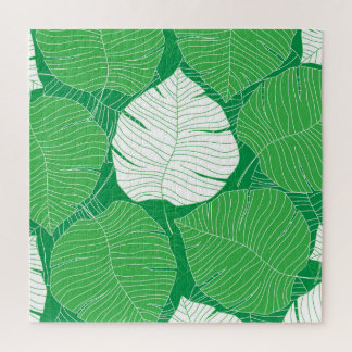 Abstract tropisch blad, kunstschilderkunst. legpuzzel