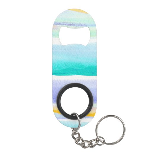 Abstract tropisch getijdenblauw aqua geel bruiloft mini flessenopener (Achterkant)