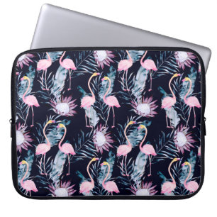 Abstract tropisch patroon met flamingo, protea, l laptop sleeve