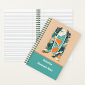 Abstract Tropisch Strand Surfplank Retro School Notitieboek (Binnen)