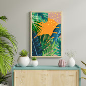 Abstract tropisch zonneslandschap Oerwoud Canvas Afdruk