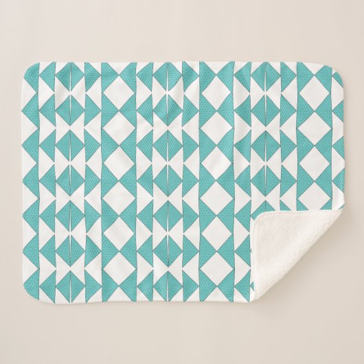 Abstract Turquoise Blue Stippen Pattern Sherpa Deken (Voorkant (horizontaal))