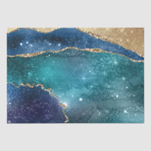 Abstract Turquoise Gold Glitter Galaxy Agate Tissuepapier