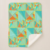 Abstract Turquoise Oranje Yellow Triangle Patroon Sherpa Deken (Voorkant)