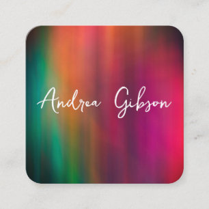 abstract turquoise sinaasappel magenta artistiek v vierkante visitekaartje