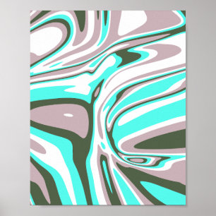 Abstract turquoise wervelpatroon poster